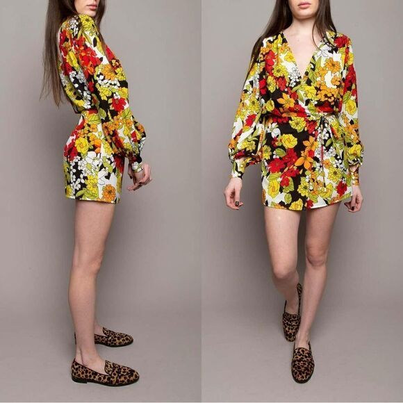 THE Attico Floral-Print Cady Crepe Robe Wrap Dress - Picture 5 of 9